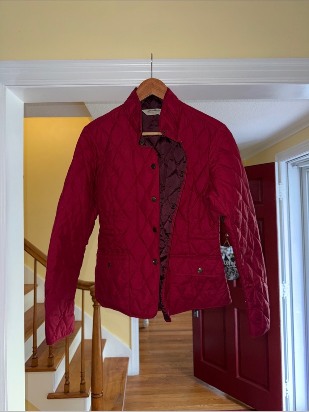 Eddie Bauer Quilted Puffer Jacket in Deep Red